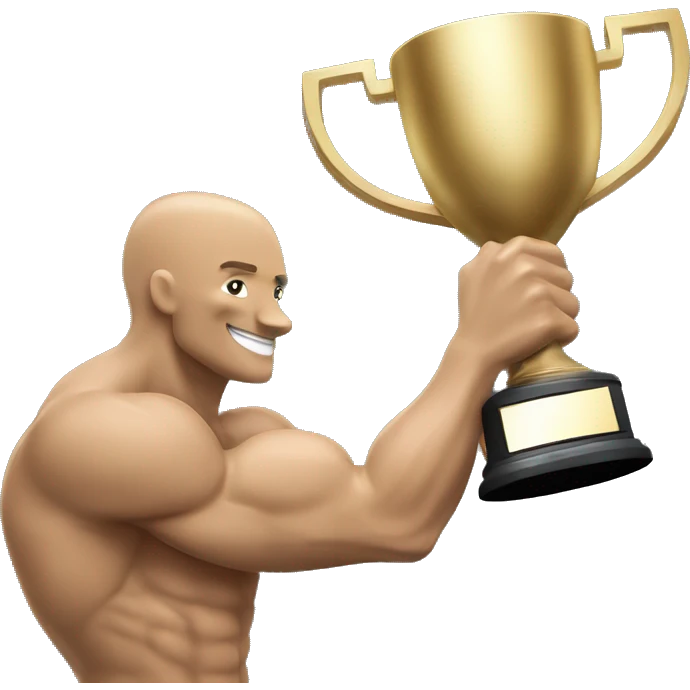 A flexing arm with a trophy for achieving fitness goals. emoji