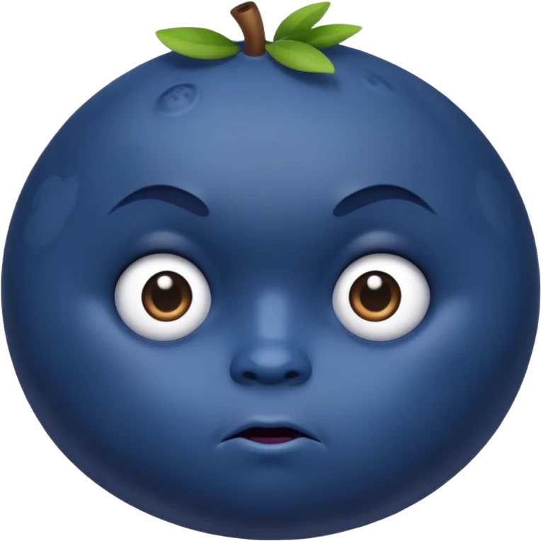 blueberry with a serious expression emoji