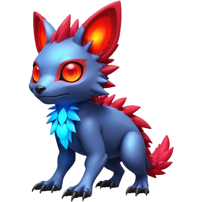 Tropical futuristic lush warm-colored modern colorful neon-colored cyber-Fakémon-Digimon-Trico-creature emoji