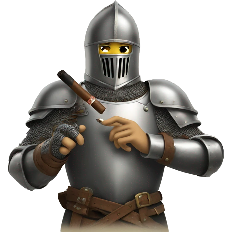 a crusading knight smokes a cigar without paying attention to anyone. emoji