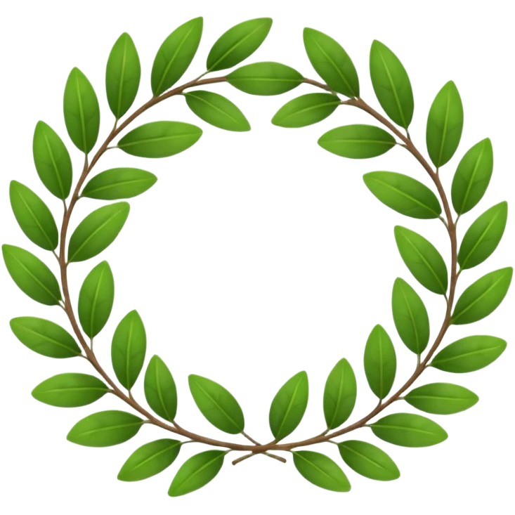 A classic green laurel wreath perfectly curved in a clean circular form. emoji