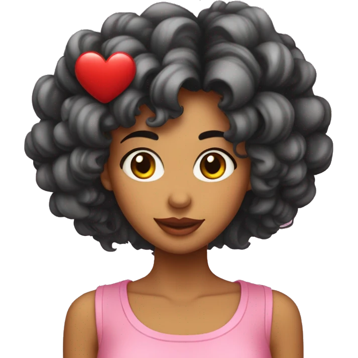 Chica de pelo rizado negra con corazones rotos en los ho emoji