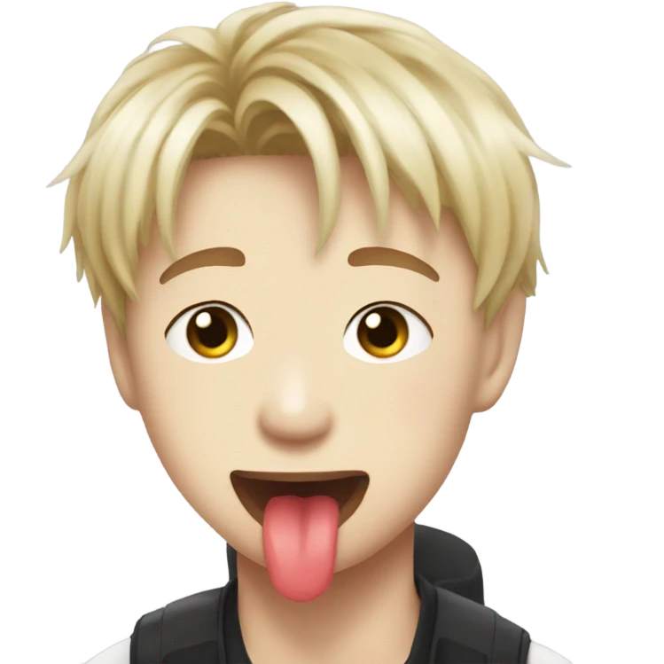 Bang Chan with tongue out emoji