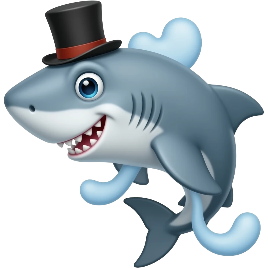 Shark with a top hat emoji