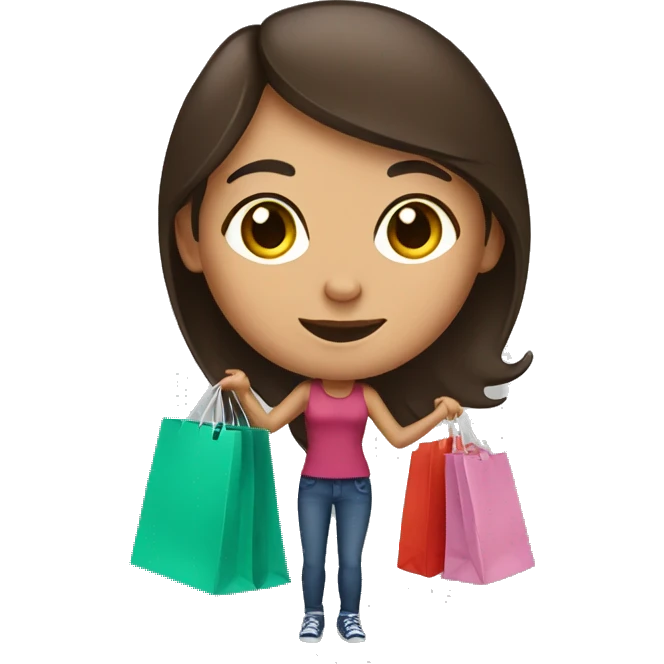 Brunette girl with shopping bags emoji