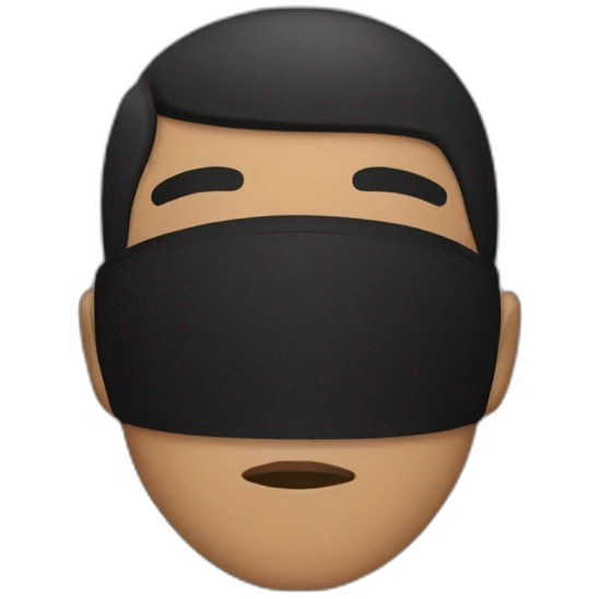A person with light brown skin and black hair wearing a black mask  emoji