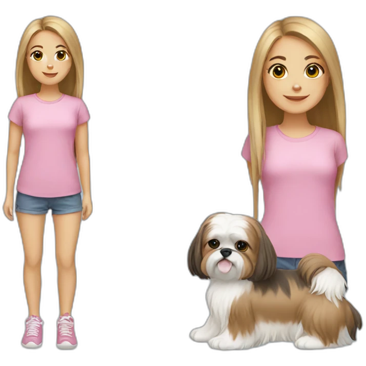 girl with Shih Tzu emoji
