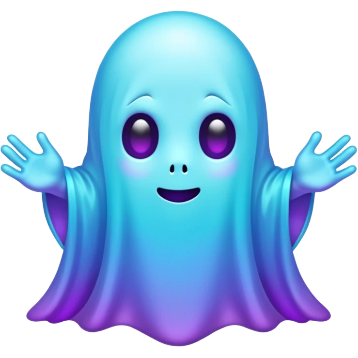glitter cian and purple ghost no face emoji