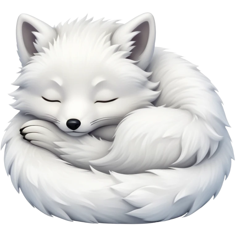 fluffy arctic fox sleeping emoji