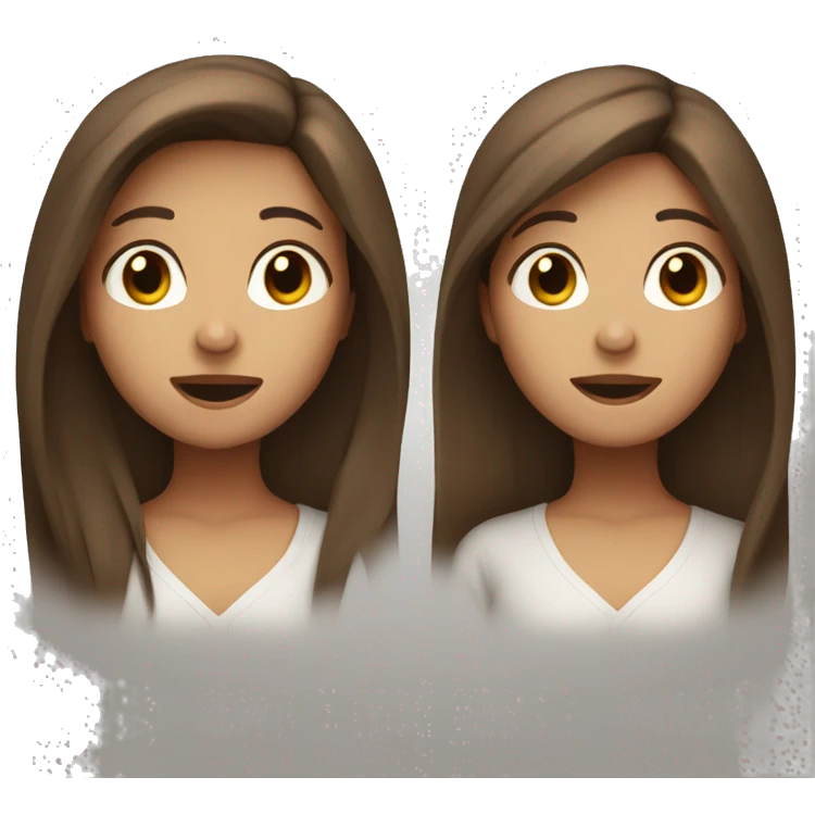 girl with straight long brown hair, brown eyes singing emoji