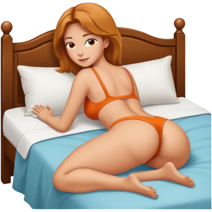 Femme qui montre ses fesse allongée sur son lit  emoji