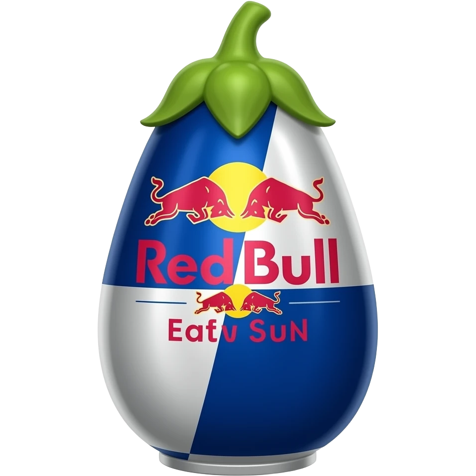Rede Bull emoji with the shape of a eggplant emoji