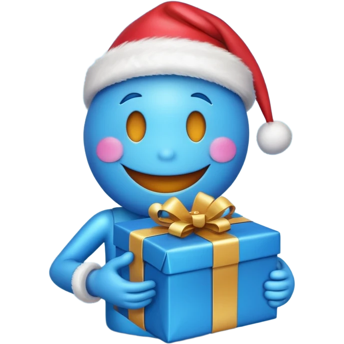 Blue smiley showing a present emoji