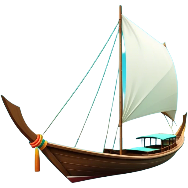 ​Cinematic Realistic Authentic Thai Longtail Boat, depicted as a traditional wooden longtail boat with a sleek, elongated hull and a brightly painted canopy, its long tail fin cutting gracefully through turquoise waters under a clear tropical sky, rendered with vibrant textures and dynamic natural lighting that captures its rustic charm and cultural heritage, emoji