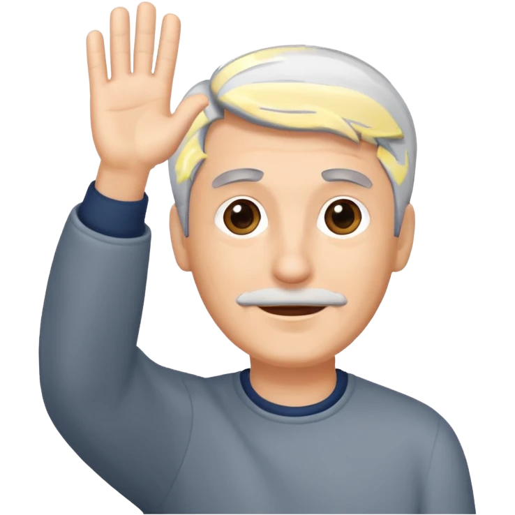Man with gray hair waves  emoji