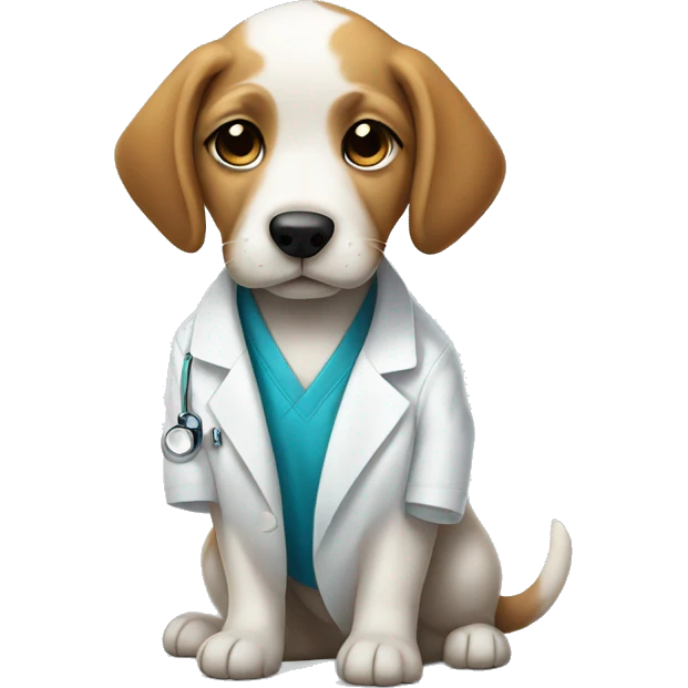 Puppy in a lab coat emoji