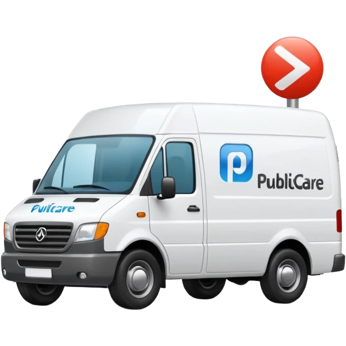a delivery van with "Publicare" logo emoji