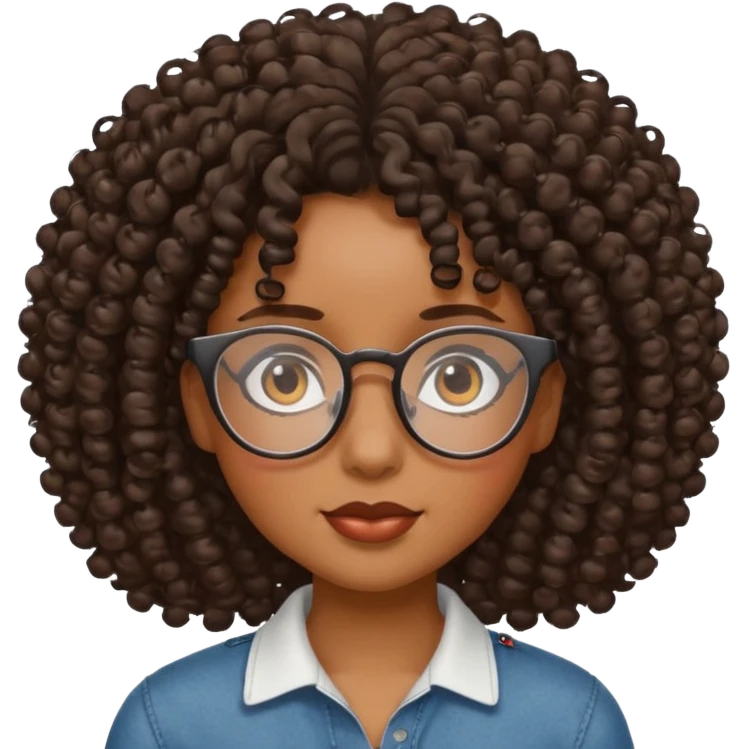 Black girl with curly hair and glasses emoji