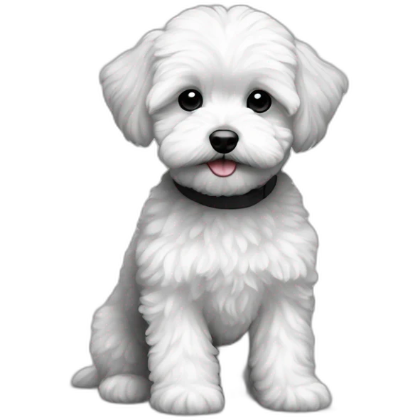 Maltipoo, black and white emoji