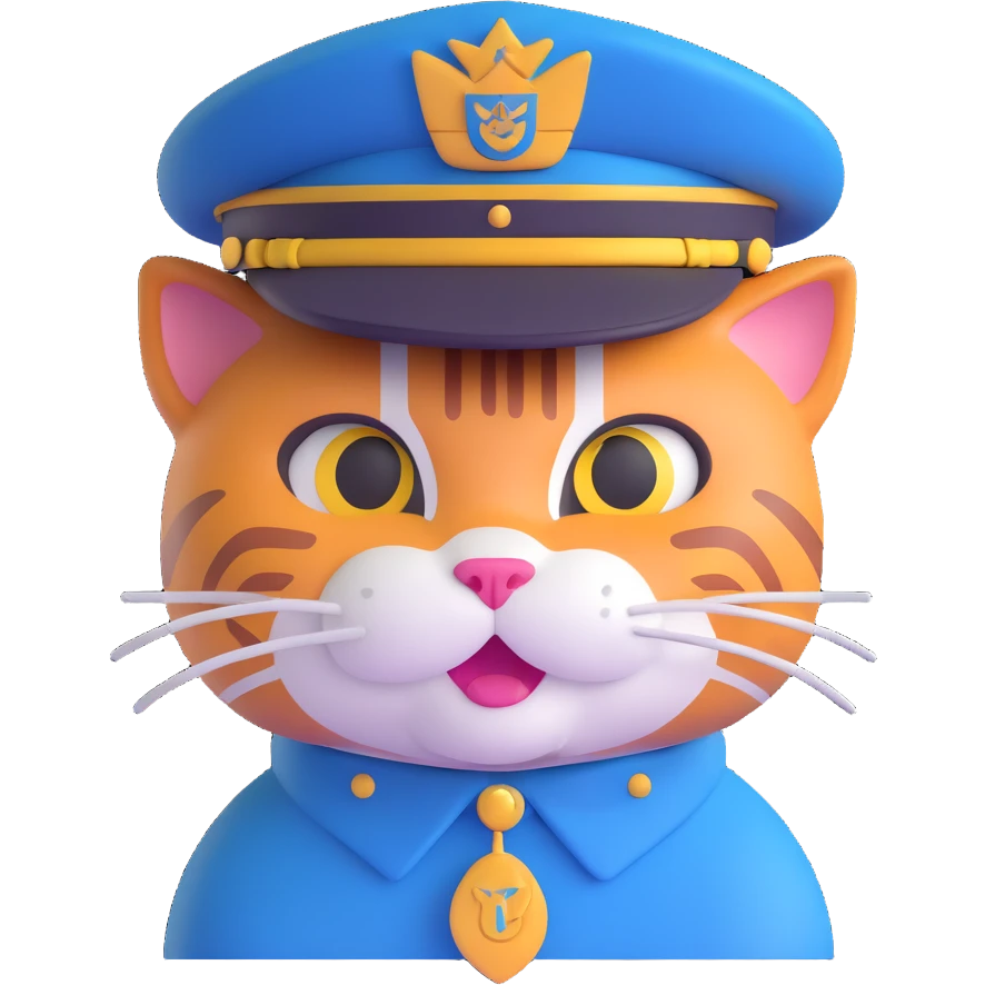 smirking cat wearing a cadet hat emoji