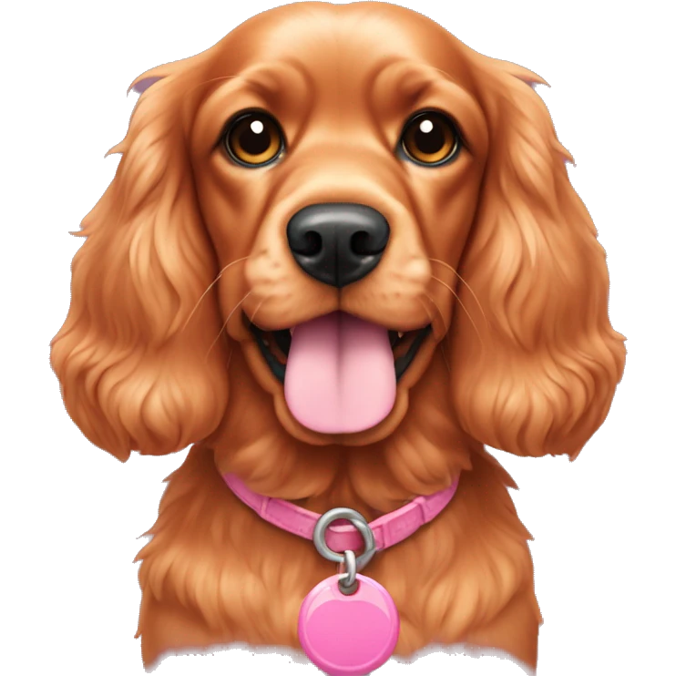 orange cocker spaniel with pink muzzle standing outside emoji