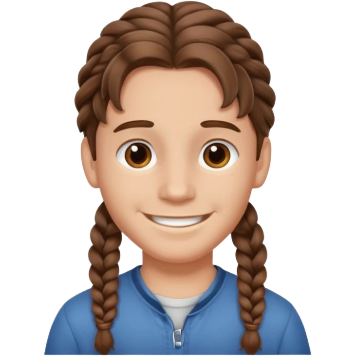 Boy with brown wavy hair in braids emoji