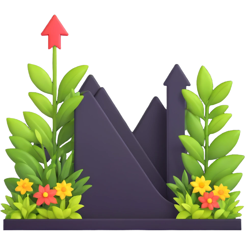 downward arrow surrounded by plants emoji