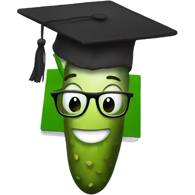 pickle happy face add glasses and graduation cap emoji
