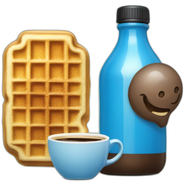 Blue bottle coffee and a waffle emoji