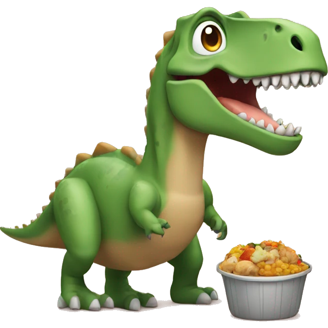 Dinosaur with food , smile  emoji
