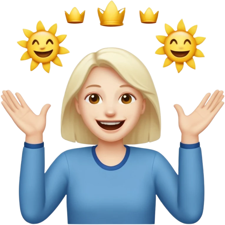 A face laughing evilly with two hands facing up emoji