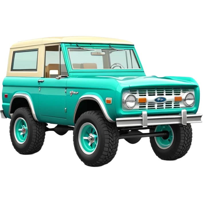 turquoise green classic ford bronco with slot alminum wheels emoji