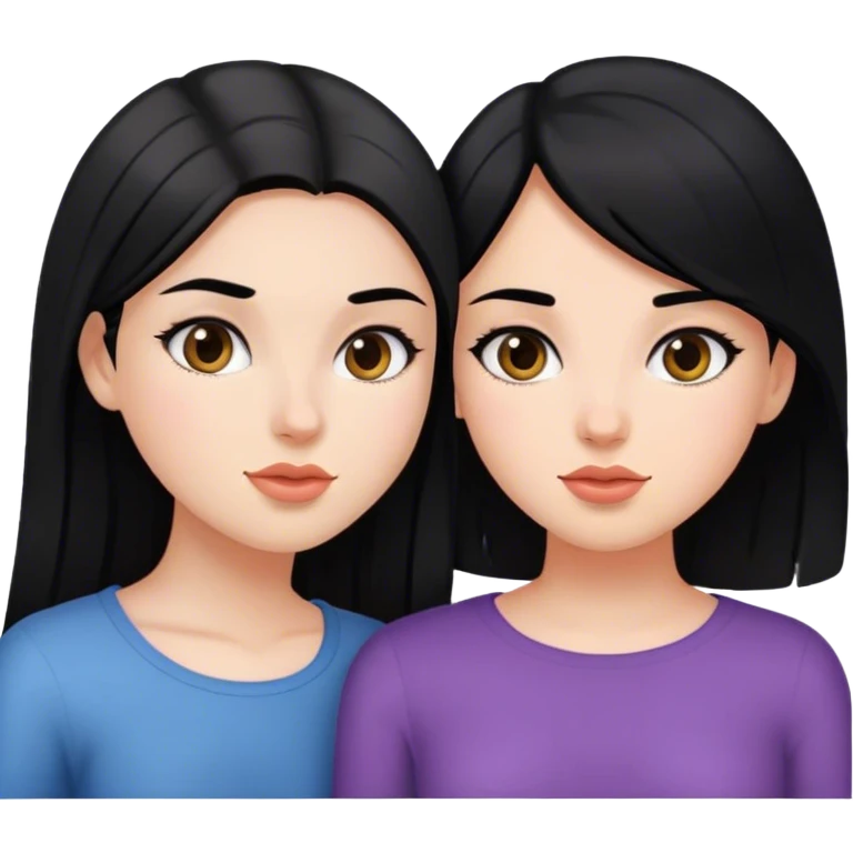 Two girls one brunette and one hair black emoji