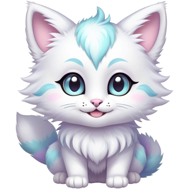 Kawaii bright fantasy pastel ethereal anthro feline fursona animal creature emoji