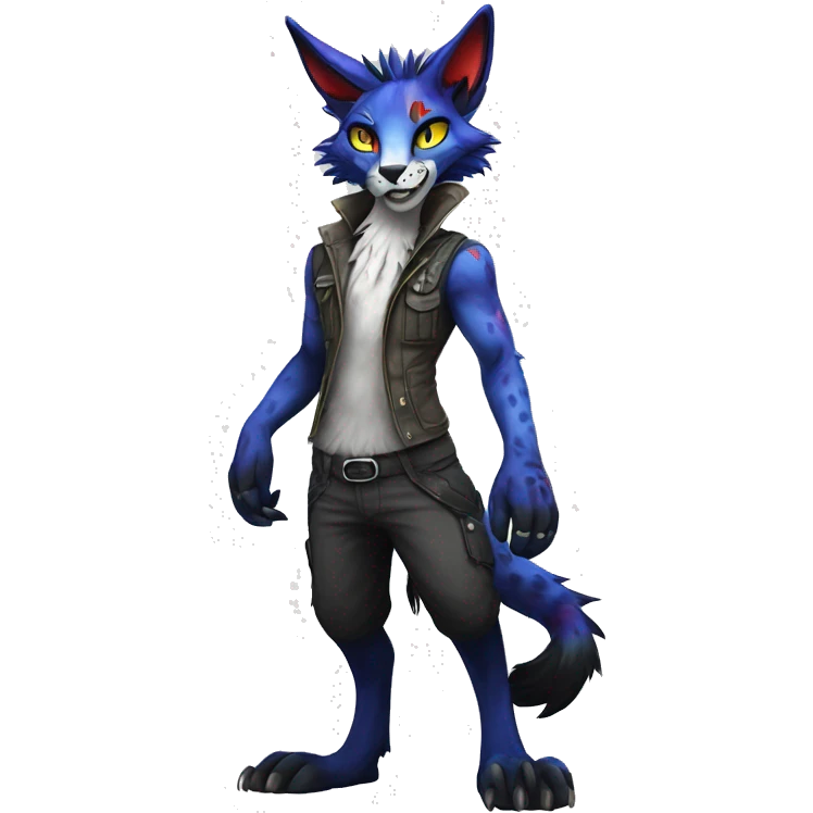 Anthro Epic Edgy Colorful Sergal-Serval-Vernid full body emoji