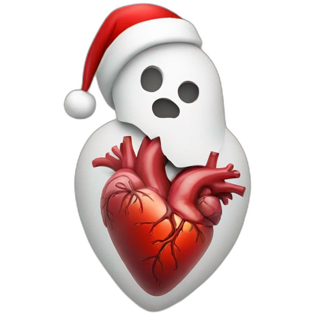 anatomical heart wearing santa hat emoji