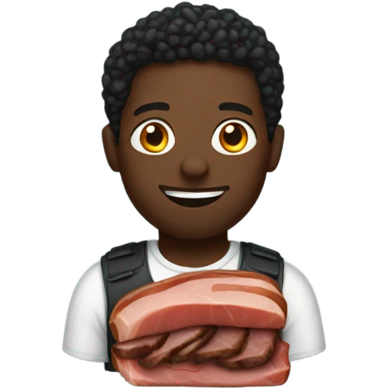 Black man holding a brisket  emoji