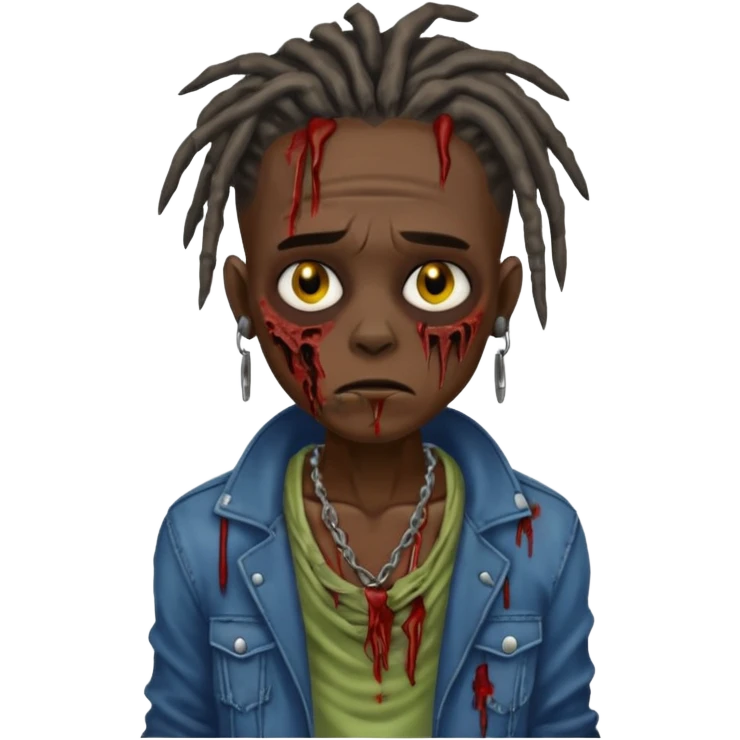 darkskin zombie boy with dreads emoji