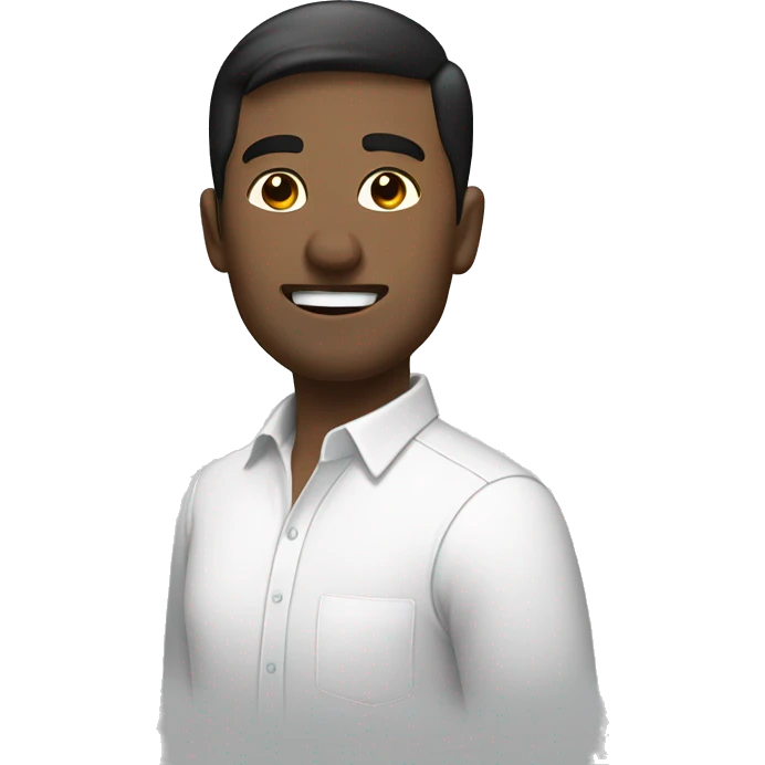 office guy, black short hair, white shirt, loughing emoji