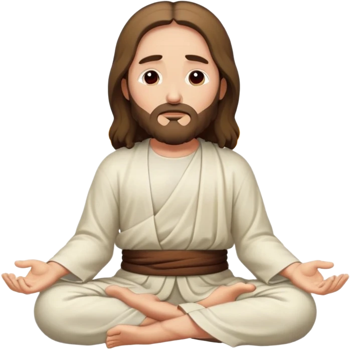 Jesus meditating, cross-legged, eyes closed emoji