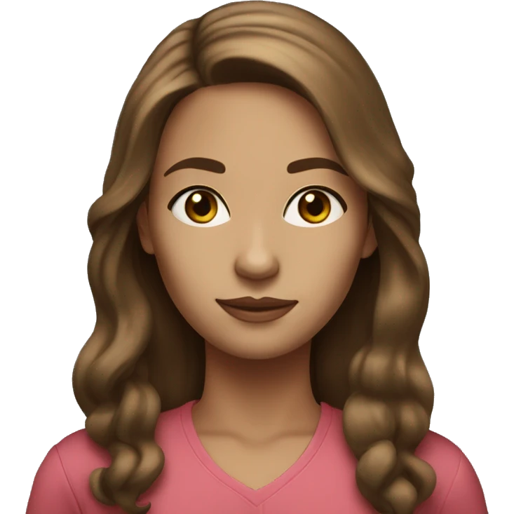 woman age 38 with long brown hair, light skin, blue eyes emoji