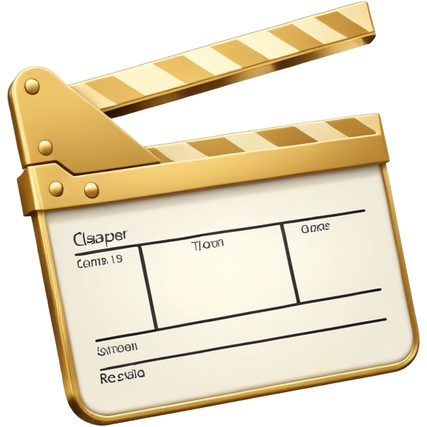ultra simplified movie clapper with gold and white colors, two simple rectangles with a diagonal line emoji