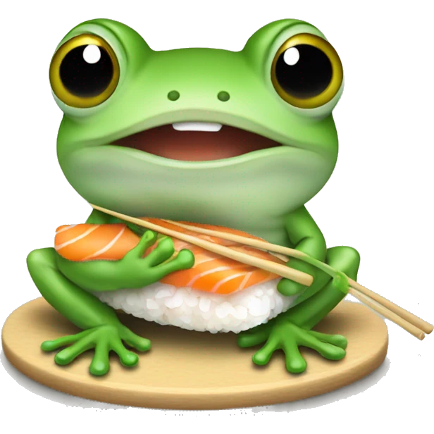Cute Baby frog eating sushi emoji