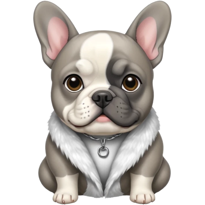 Frenchie mixed grey/white dog emoji