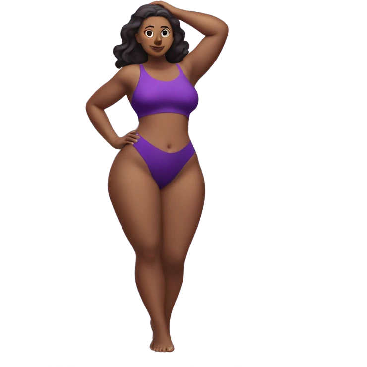Slim-Thicc woman purple colour swimsuit posing (athletic build, perfect body, hourglass figure) emoji