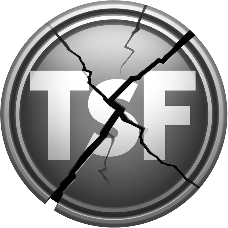 make a black and white logo with broken TSF letters emoji