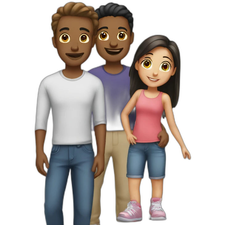 1 guy and 3 girls emoji