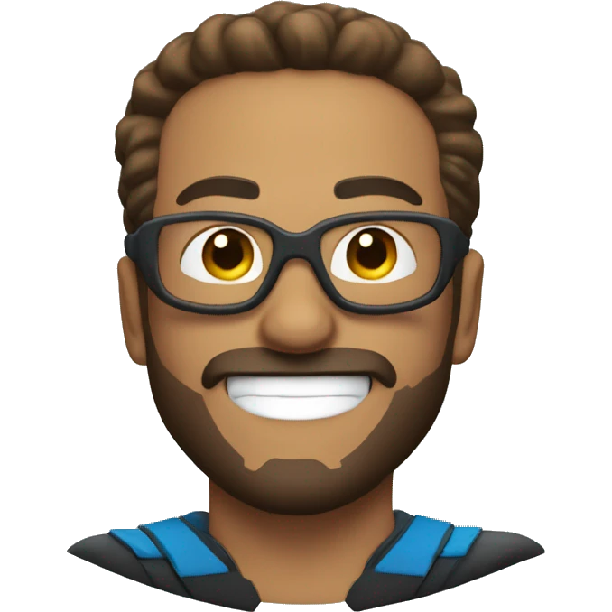 superhero smiling and flying with goatee beard emoji