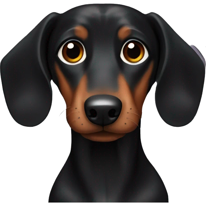 the dog is a black dachshund with brown paws and brown eyes emoji