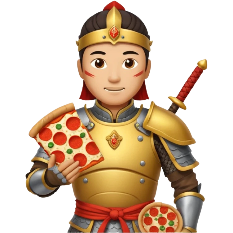 chinese ancient warrior with pizza emoji